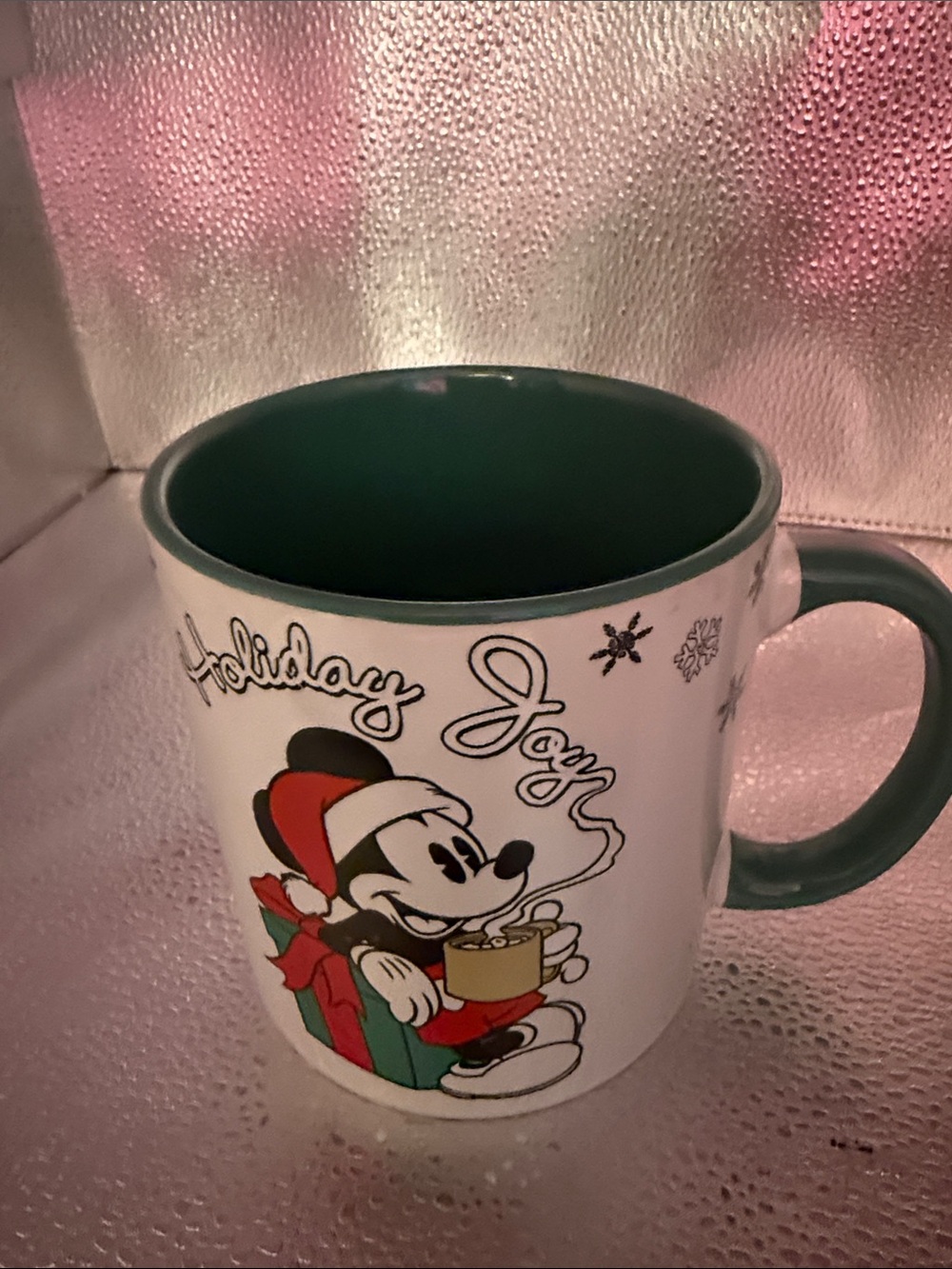 Mickey Holiday Joy Christmas Mug - Green Interior